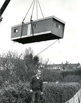 Prefab: Prefabricated unit delivered to a garden by crane