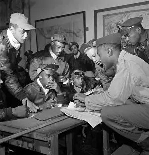 Ramitelli: Preflight briefing of several Tuskegee airmen ?