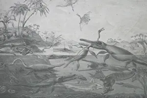 Tortoise: Prehistoric landscape with various creatures