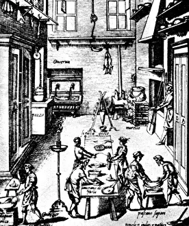 Noodle: Preparation of pasta in the kitchen of an Italian palace