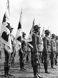 Handover: Preparatory exercise for the handover of flags on the