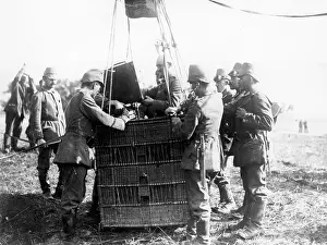 Cinematographic: Preparing for ascent in balloon, Western Front, WW1