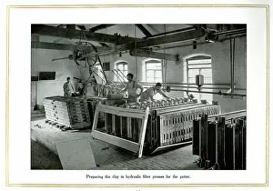 Stoke: Preparing clay in hydraulic filter presses, Alfred Meakin