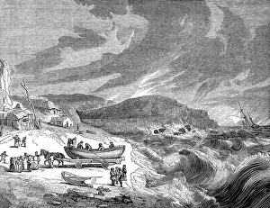 Shipwrecks: Preparing to launch a lifeboat, 1830s