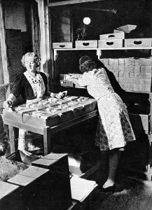 Despatching: Preparing Red Cross food parcels