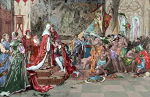 Columbus: Presentation of Columbus to the Catholic Monarchs in Barcelo