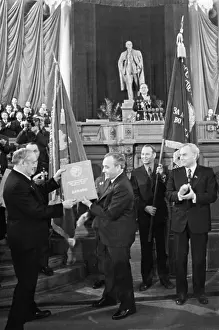 Attends: Presentation of the red banner to Moscow, the