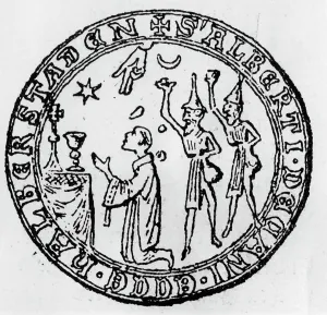 Baiting: Presentation of the stoning of St. Stephen by Jews on a seal