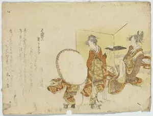 Kimonos: Presenting a snow bunny on a tray in front of a tea shop