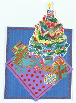 Cefyn: Presents under Christmas Tree ? paper collage