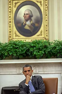 Briefed: President Barack Obama is briefed during ?