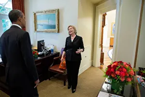 21st Century: President Barack Obama greets former Sec. of State