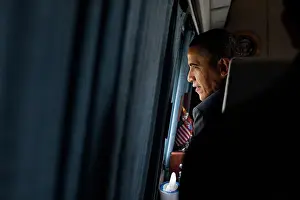 Ecwh: President Barack Obama looks out the window ?