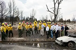 Lcgr1509: President Barack Obama views damage with firefighters