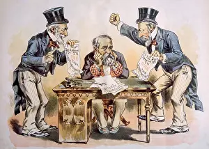 Advocating: President Benjamin Harrison beset by supporters ?