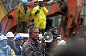 Bullhorn: President Bush addresses rescue workers ?