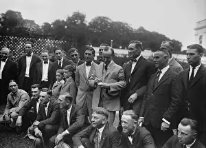 Hall Of Fame: President Calvin Coolidge autographing a baseball