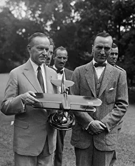 Rickenbacker: President Calvin Coolidge examines a model airplane