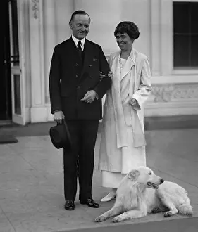 Re Election: President Calvin and Grace Coolidge acknowledge