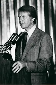 Hopeful: President Carter speaks to Democratic delegates