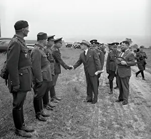 Benes : President Edvard Benes, with bow tie, during air raid drill