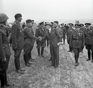 Benes : President Edvard Benes, with bow tie, during air raid drill