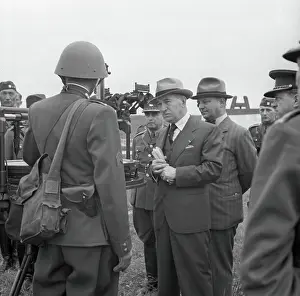 Benes : President Edvard Benes, with bow tie, during air raid drill