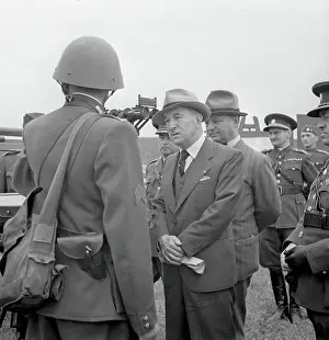 Benes : President Edvard Benes, with bow tie, during air raid drill