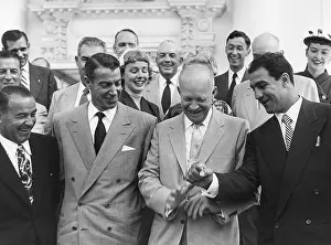 Dimaggio: President Eisenhower with baseball great Joe DiMaggio