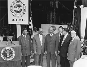 Afl Cio: President Eisenhower with George Meany (left of