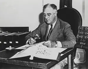 Lcgr1304: President Franklin Roosevelt with his stamp collection