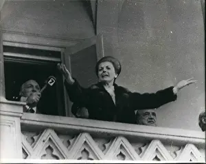 Senora: President Isabel Peron of Argentina on a balcony