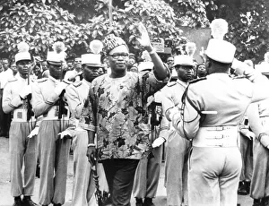 Saharan: President Joseph Mobutu of the Congo before addressing