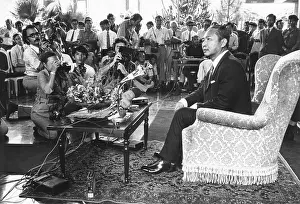 Penh: President Lon Nol at a press conference at the