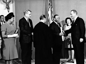Comm: President Lyndon Johnson congratulates Walter ?