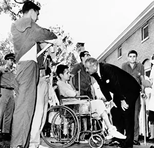 Meier: President Lyndon Johnson greets wounded ?