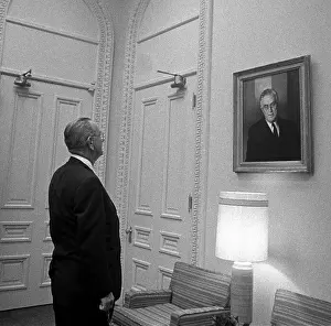 Resembled: President Lyndon Johnson looking at portrait ?