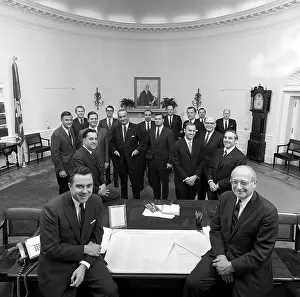 Goldstein: President Lyndon Johnson posing with his ?