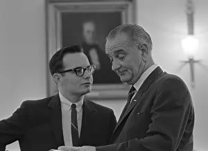Moyers: President Lyndon Johnson, talking with his ?