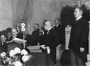 Volba: President Masaryk during his speech at Prague Castle