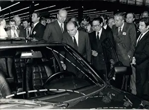 Mitterrand: President Mitterrand at car show, Versailles