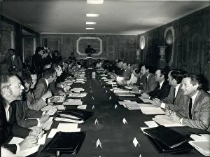 Defferre: President Mitterrand and Gaston Defferre in a meeting