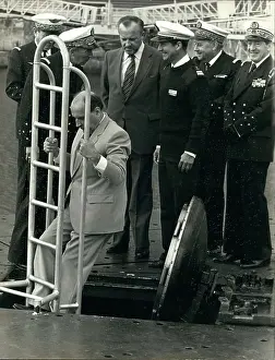 Berges: President Mitterrand at submarine base, Long Island