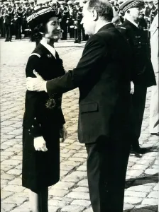 Congratulating: President Mitterrand and Valerie Andre, Legion d'Honneur