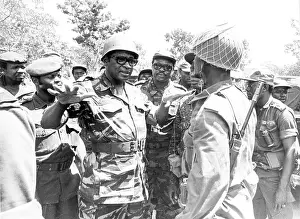 Sese: President Mobutu Sese Seko talking to his soldiers