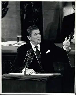 Lauded: President Reagan at joint session of US Congress