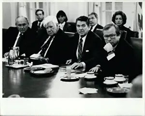 Congressional: President Reagan listens to Shultz on Grenada situation