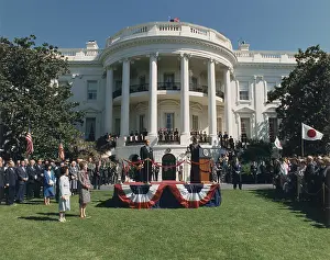 Nakasone: President Reagan making remarks at the White ?