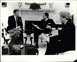 Senators: President Reagan with Senators Tower and Warner