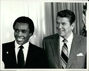 Welterweight: President Reagan with Sugar Ray Leonard, boxer